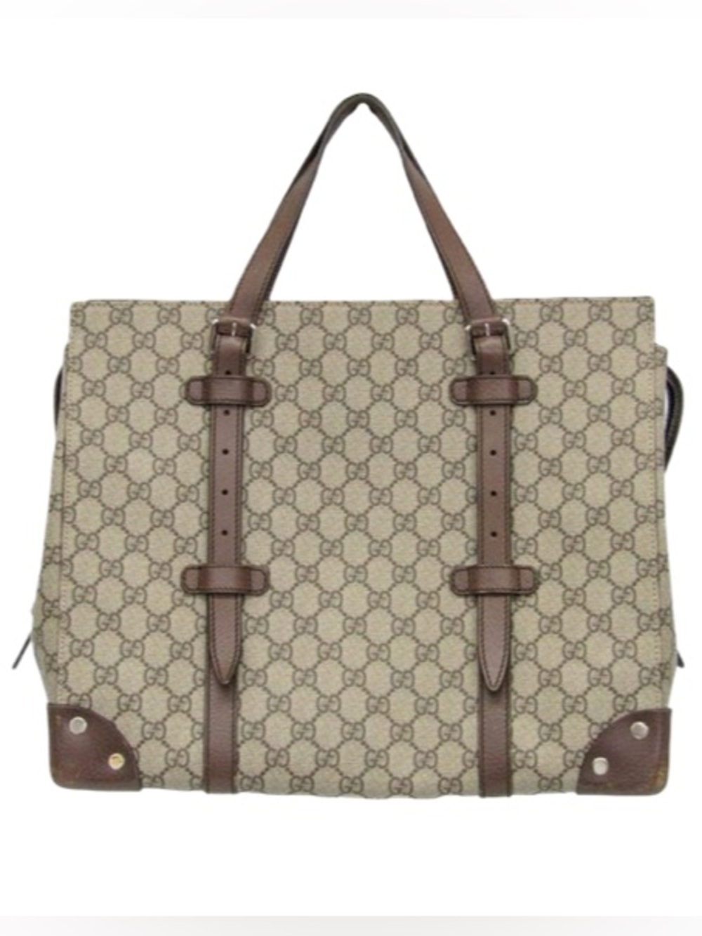 Gucci GG Supreme Bag Canvas Tote with Brown Leather Straps - Picture 3 of 8